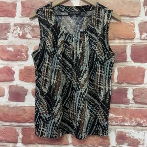 Kasper Top Women's Large Multicolor Abstract Sweater Knit Lightweight Tank